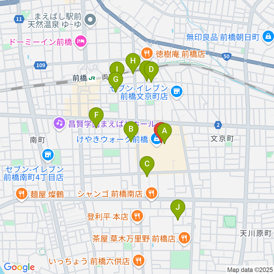 前橋カルチャーセンター周辺の駐車場・コインパーキング一覧地図