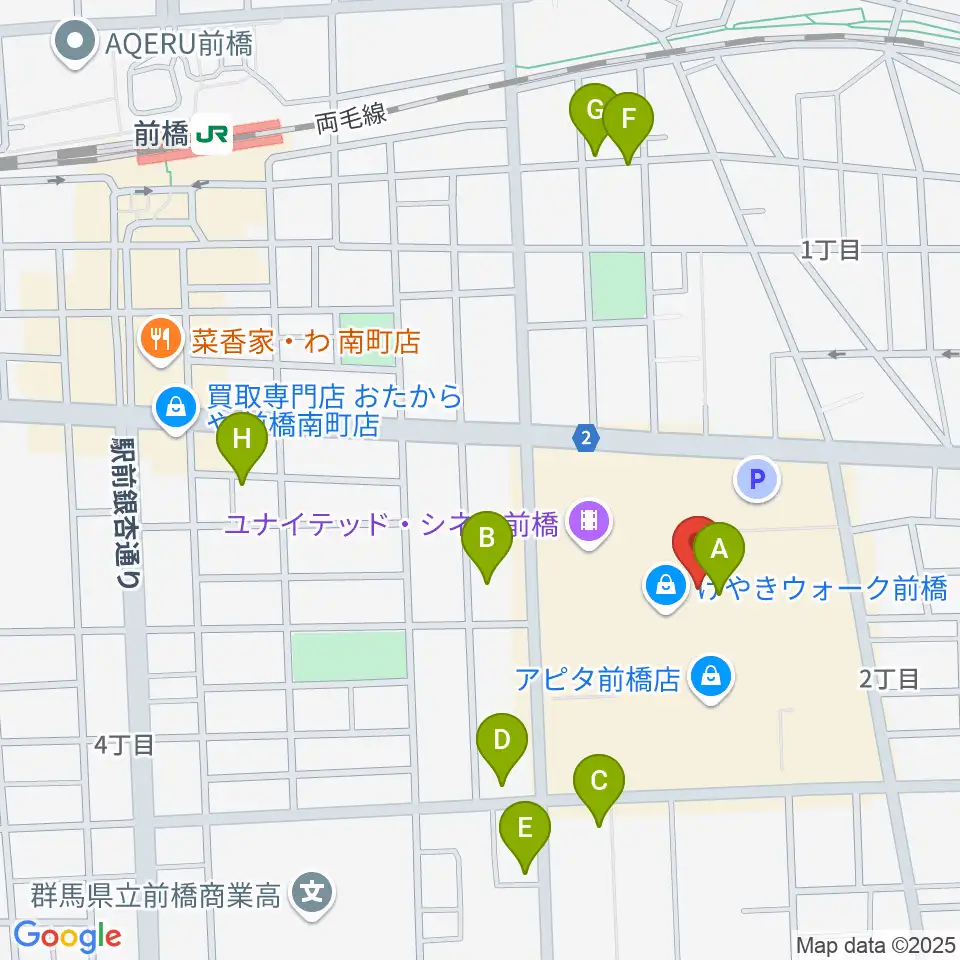前橋カルチャーセンター周辺の駐車場・コインパーキング一覧地図