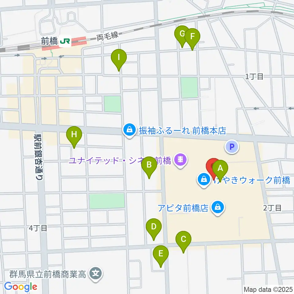 前橋カルチャーセンター周辺の駐車場・コインパーキング一覧地図