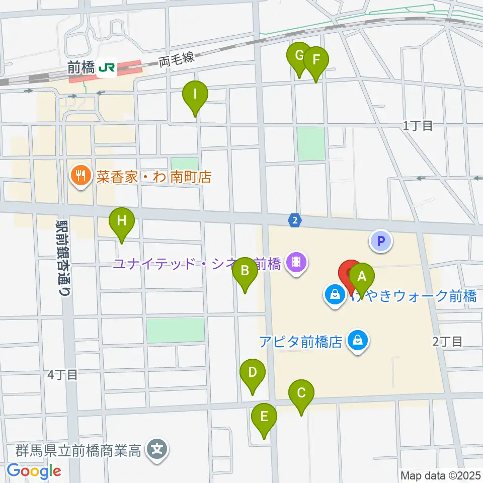 前橋カルチャーセンター周辺の駐車場・コインパーキング一覧地図