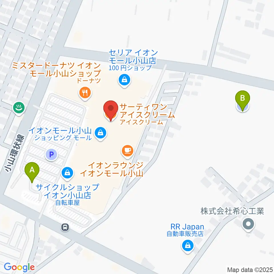 小山カルチャーセンター周辺の駐車場・コインパーキング一覧地図