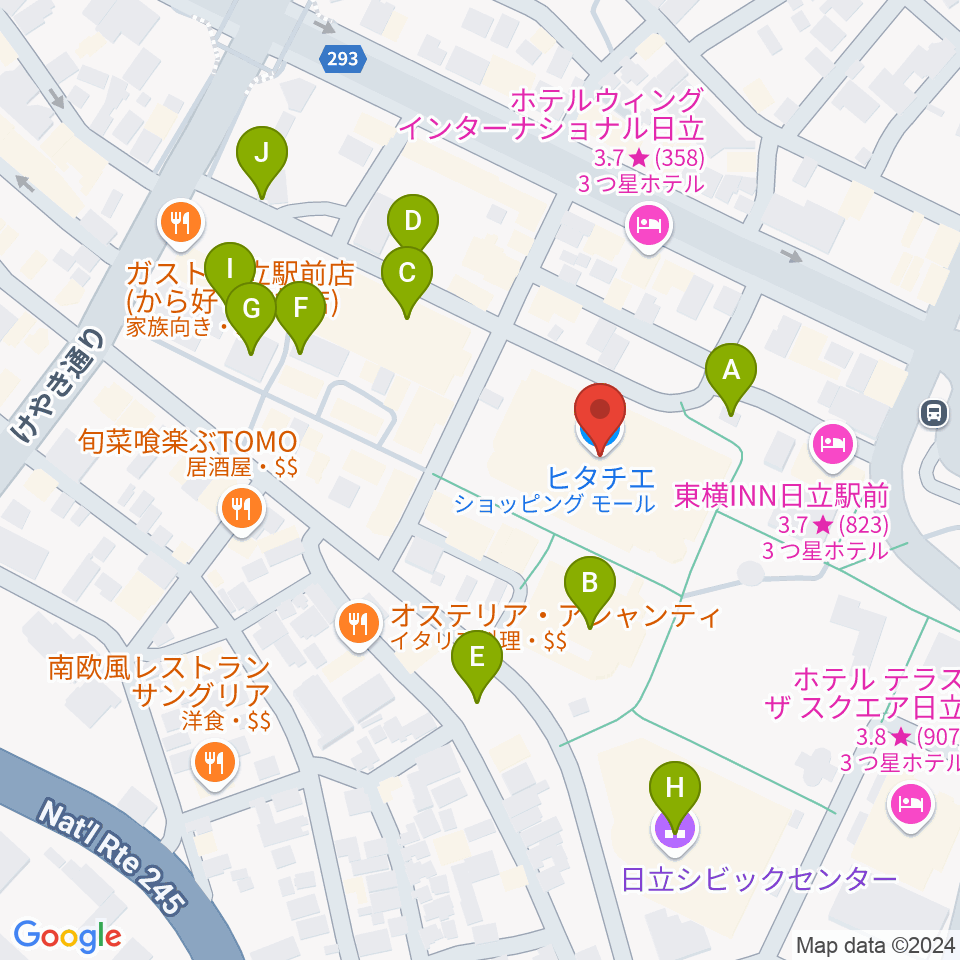 日立カルチャープラザ周辺の駐車場・コインパーキング一覧地図