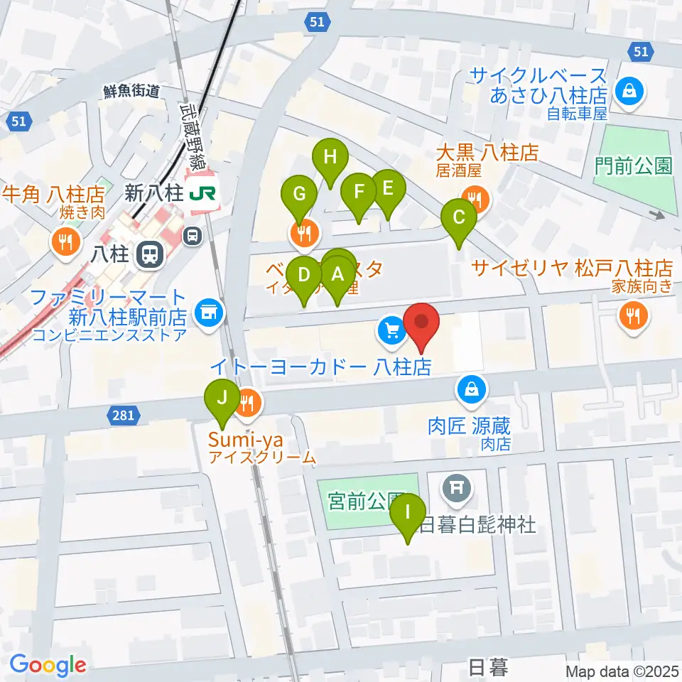 ヨークカルチャーセンター八柱周辺の駐車場・コインパーキング一覧地図