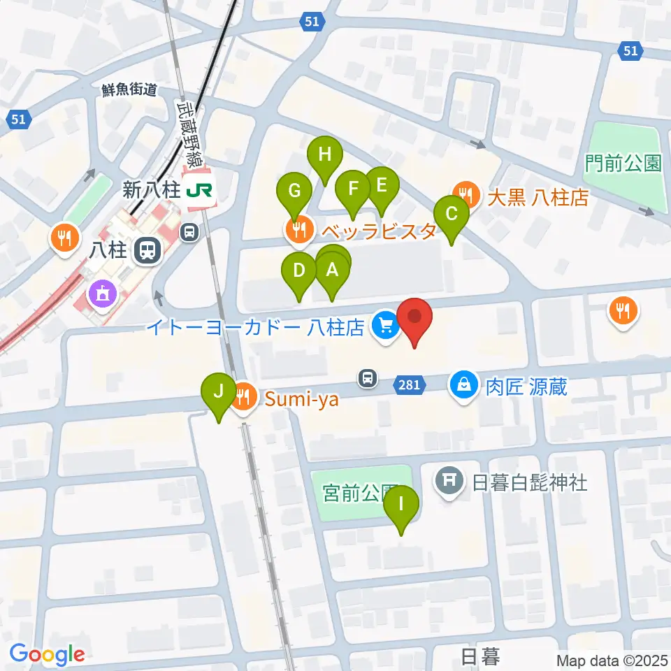 ヨークカルチャーセンター八柱周辺の駐車場・コインパーキング一覧地図