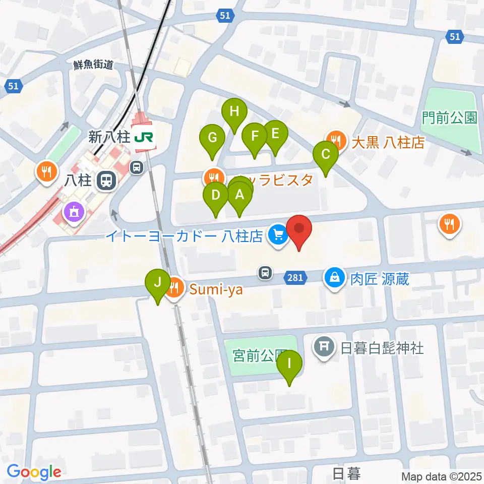 ヨークカルチャーセンター八柱周辺の駐車場・コインパーキング一覧地図