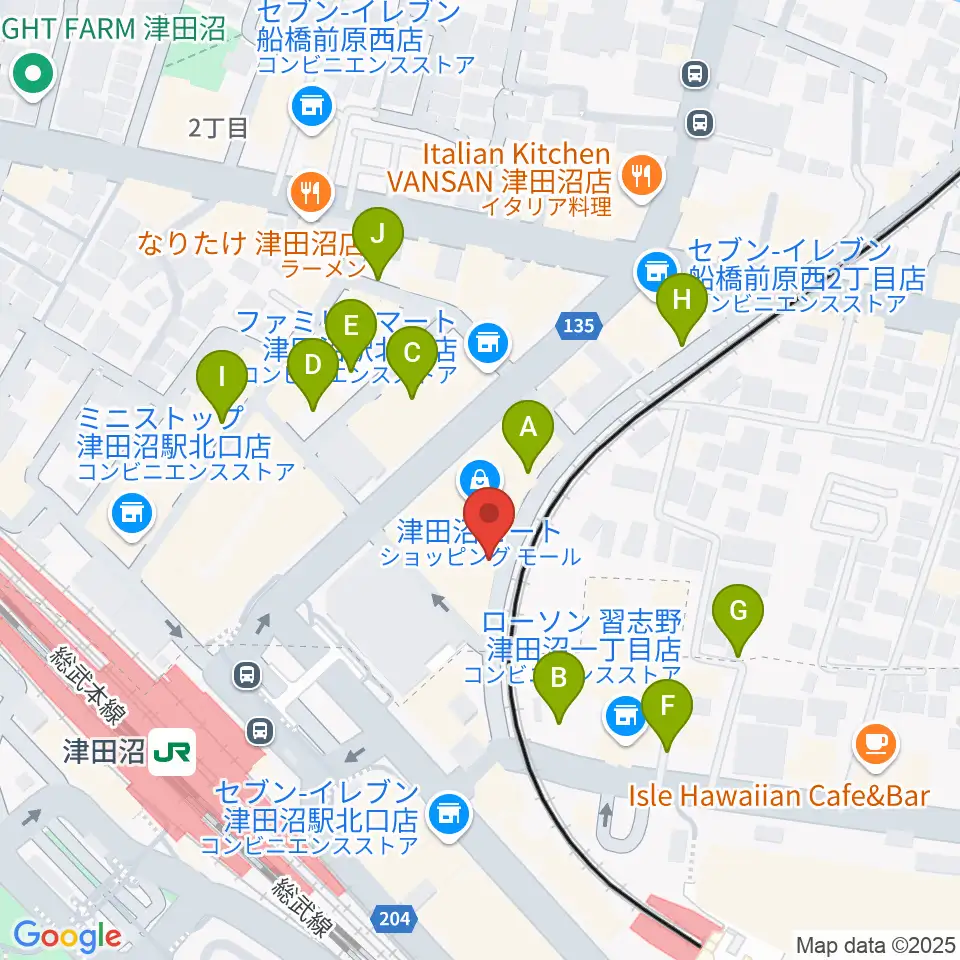 津田沼カルチャーセンター周辺の駐車場・コインパーキング一覧地図