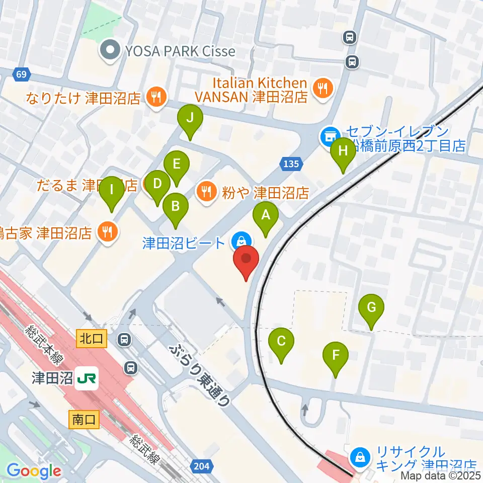 津田沼カルチャーセンター周辺の駐車場・コインパーキング一覧地図