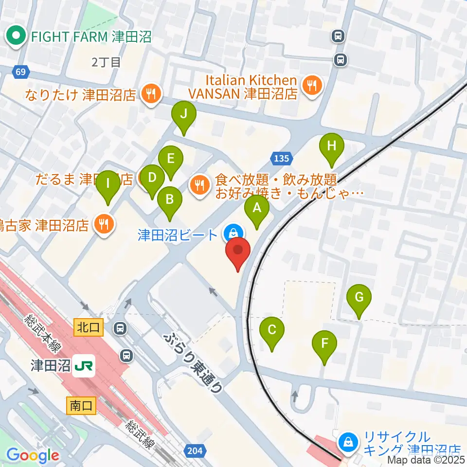津田沼カルチャーセンター周辺の駐車場・コインパーキング一覧地図