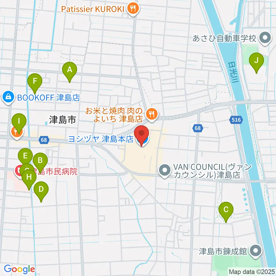 矢木楽器店 ヨシヅヤ津島センター周辺の駐車場・コインパーキング一覧地図