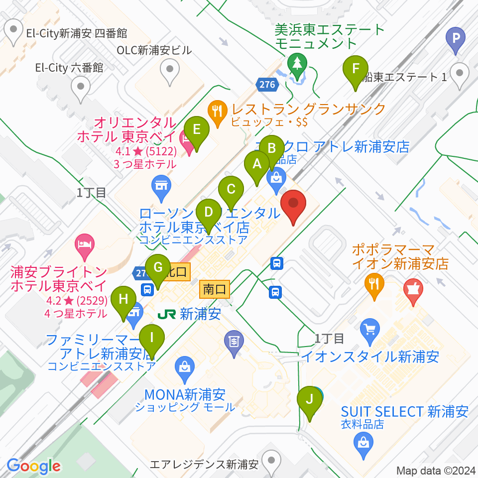 新浦安カルチャープラザ周辺の駐車場・コインパーキング一覧地図