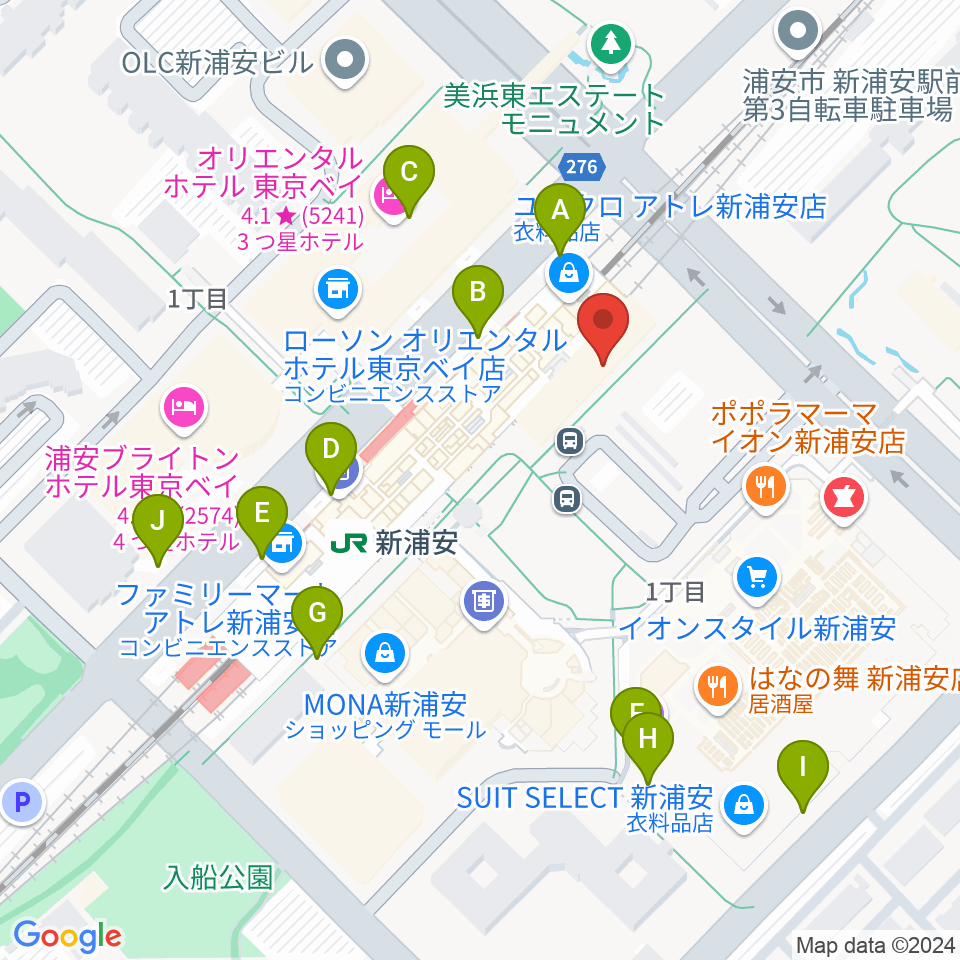 新浦安カルチャープラザ周辺の駐車場・コインパーキング一覧地図