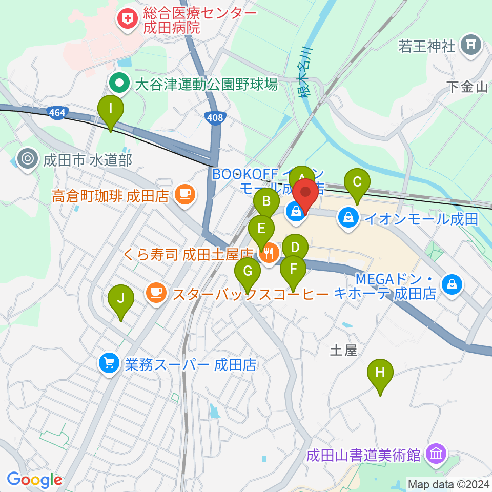 成田カルチャーセンター周辺の駐車場・コインパーキング一覧地図