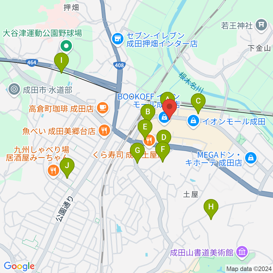 成田カルチャーセンター周辺の駐車場・コインパーキング一覧地図