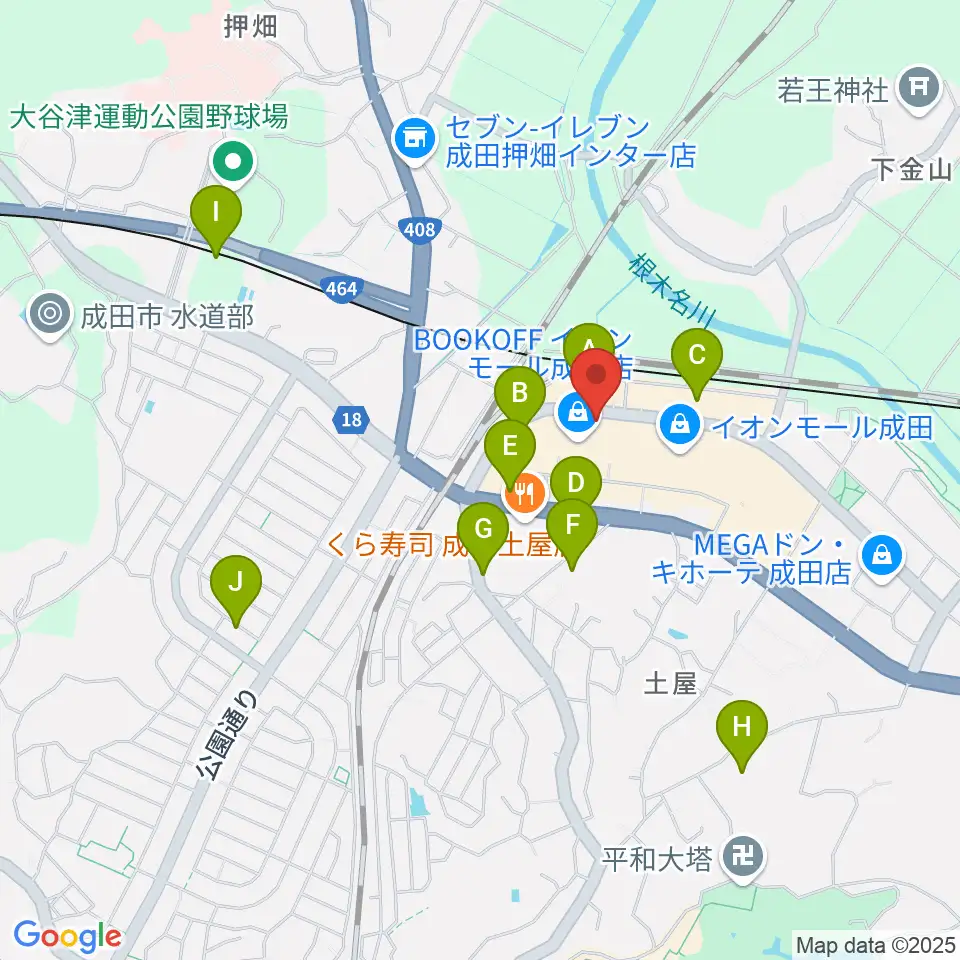 成田カルチャーセンター周辺の駐車場・コインパーキング一覧地図