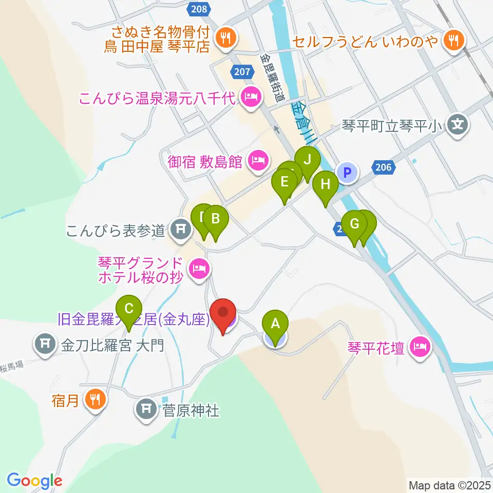 旧金毘羅大芝居劇場 金丸座周辺の駐車場・コインパーキング一覧地図