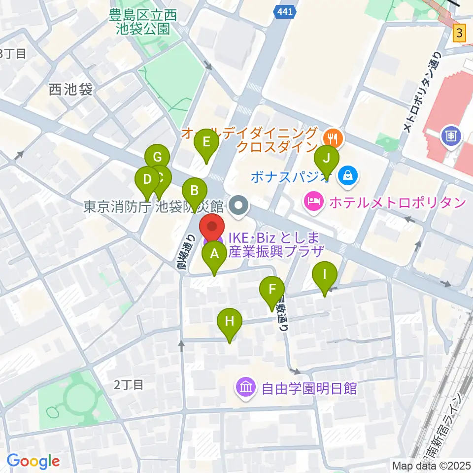 としま産業振興プラザ IKE・Biz周辺の駐車場・コインパーキング一覧地図