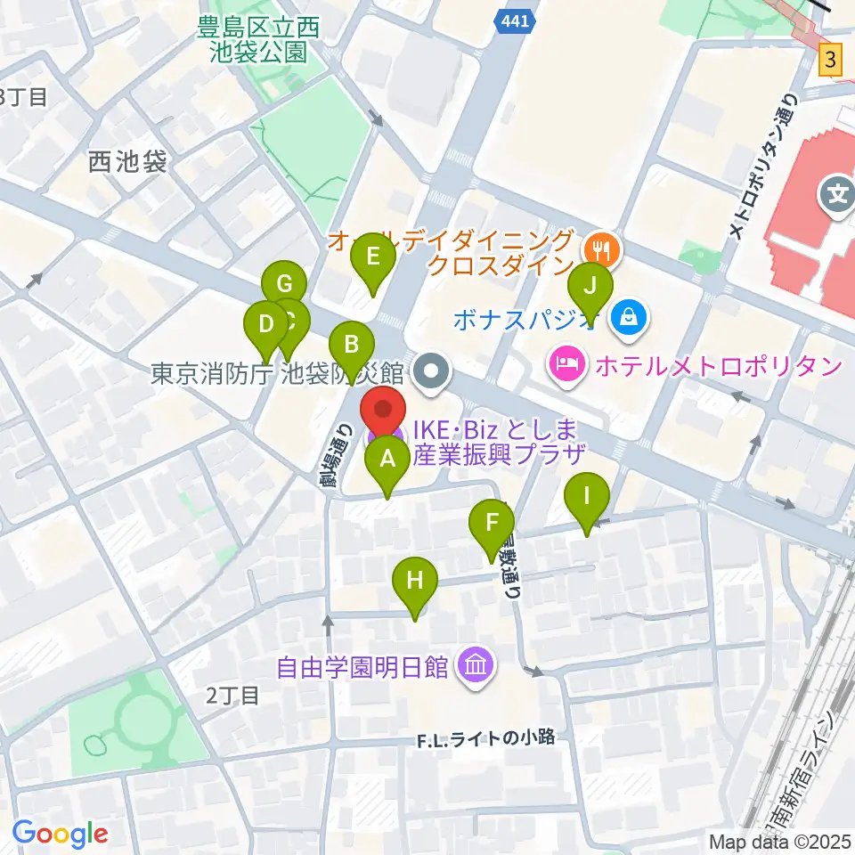 としま産業振興プラザ IKE・Biz周辺の駐車場・コインパーキング一覧地図