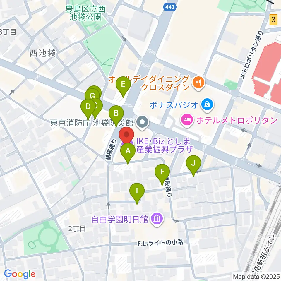 としま産業振興プラザ IKE・Biz周辺の駐車場・コインパーキング一覧地図