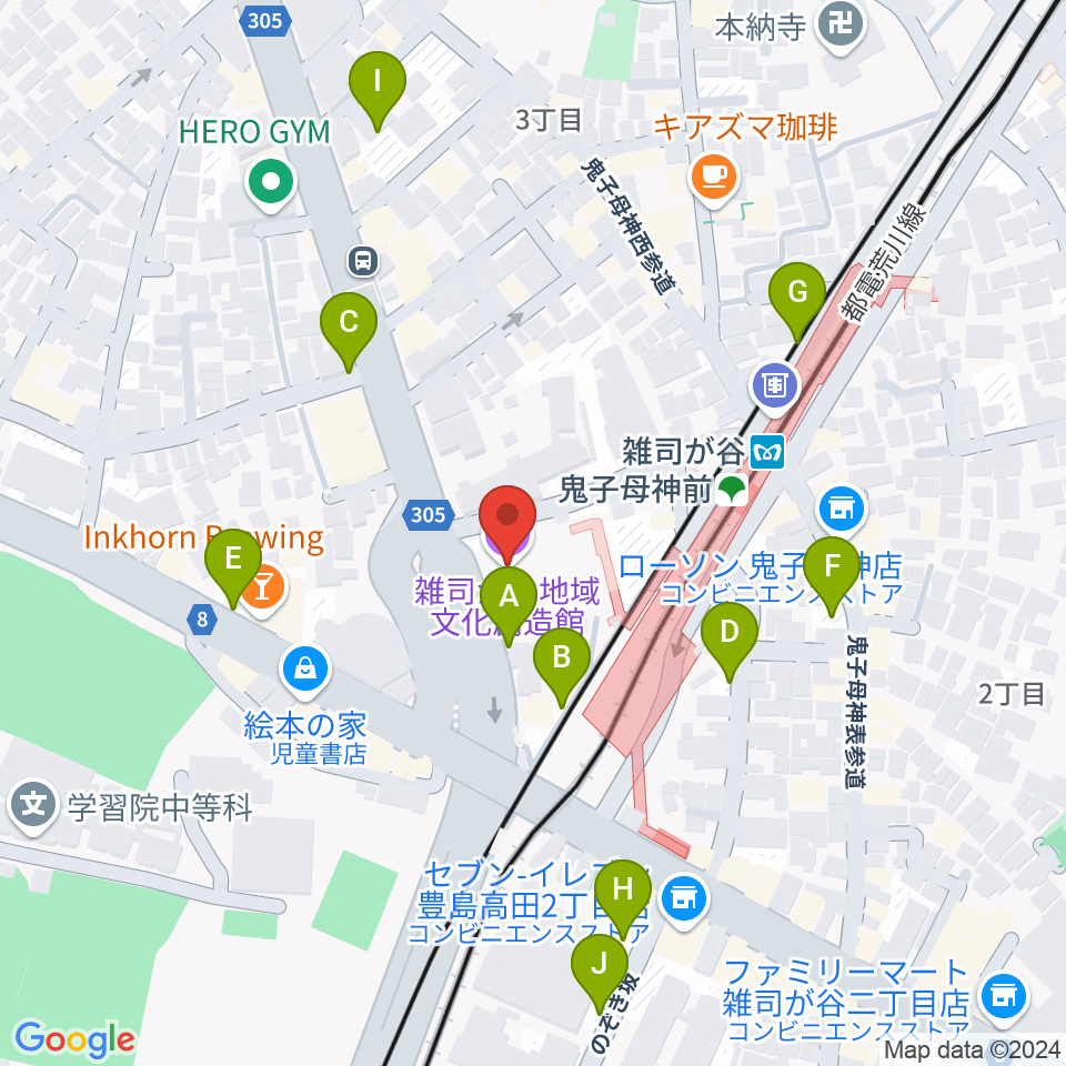 雑司が谷地域文化創造館周辺の駐車場・コインパーキング一覧地図