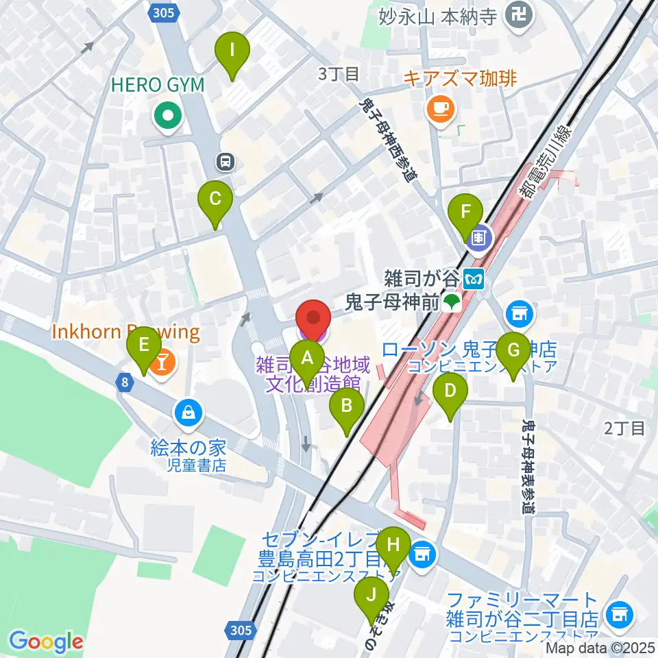 雑司が谷地域文化創造館周辺の駐車場・コインパーキング一覧地図