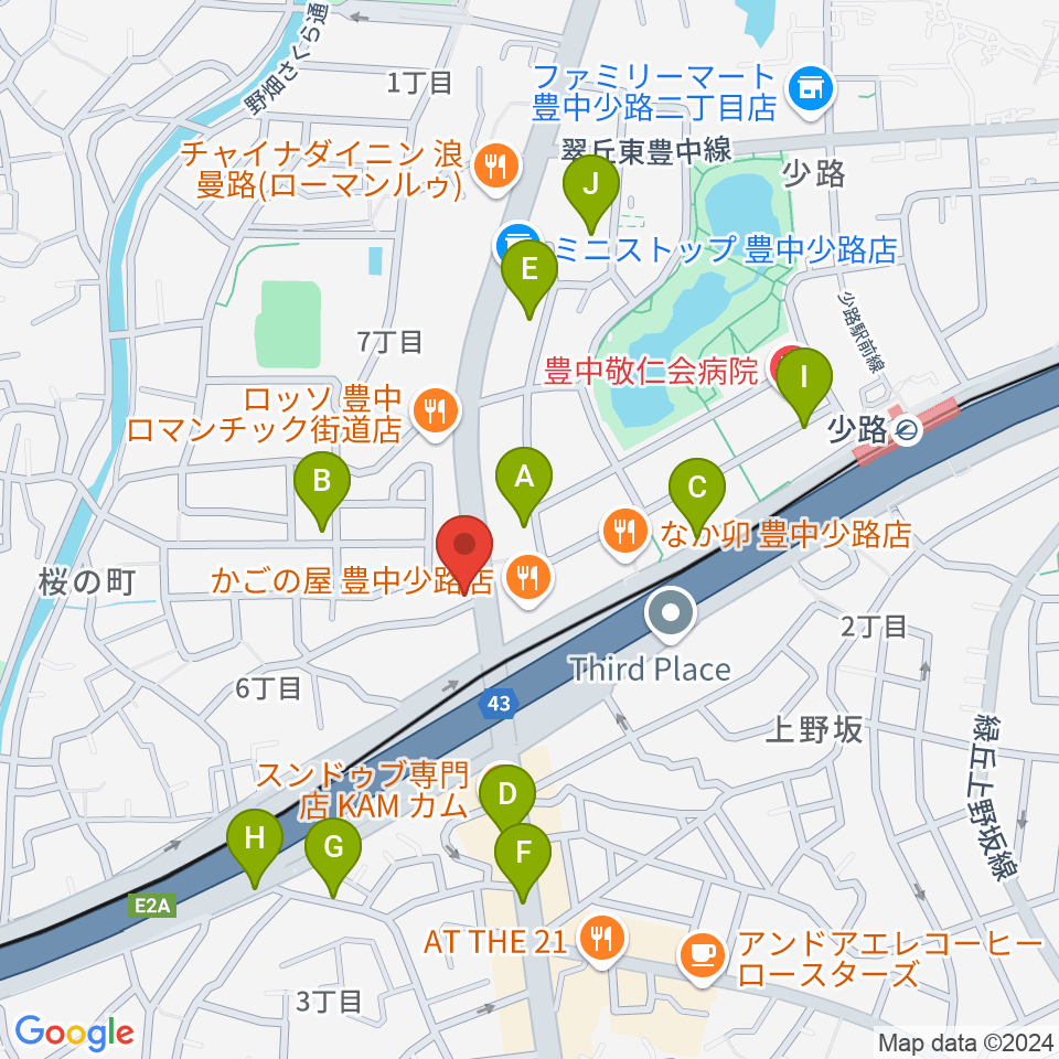 豊中リップセカンド周辺の駐車場・コインパーキング一覧地図