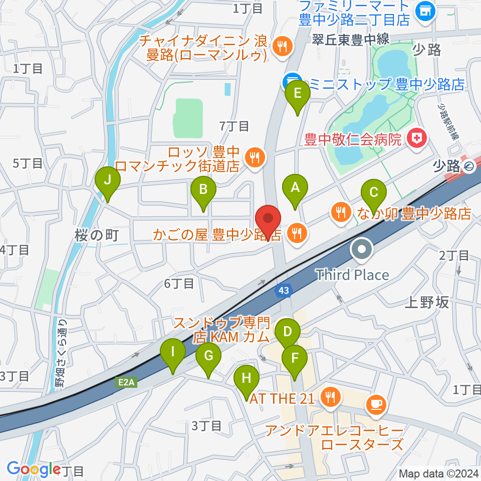 豊中リップセカンド周辺の駐車場・コインパーキング一覧地図