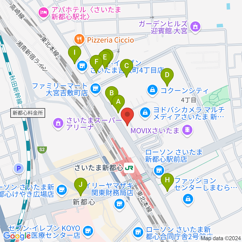 コクーンシティカルチャーセンター周辺の駐車場・コインパーキング一覧地図