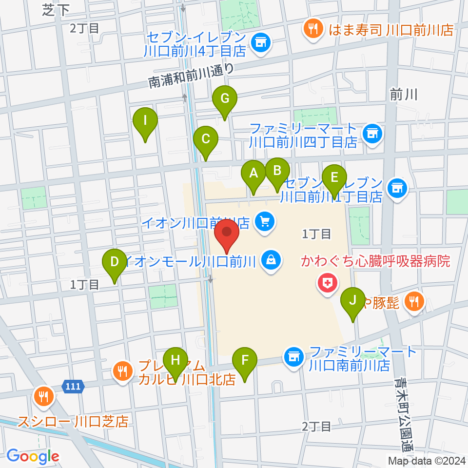 川口カルチャーセンター周辺の駐車場・コインパーキング一覧地図