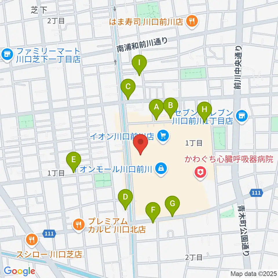 川口カルチャーセンター周辺の駐車場・コインパーキング一覧地図