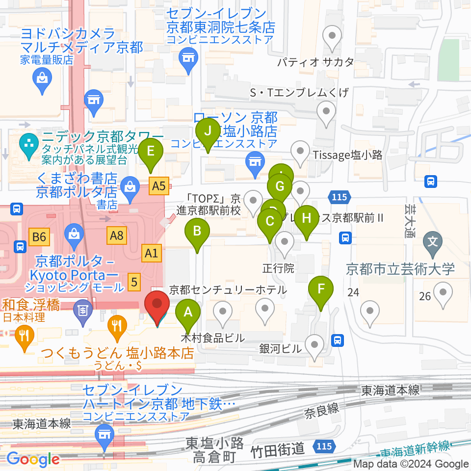 京都劇場周辺の駐車場・コインパーキング一覧地図