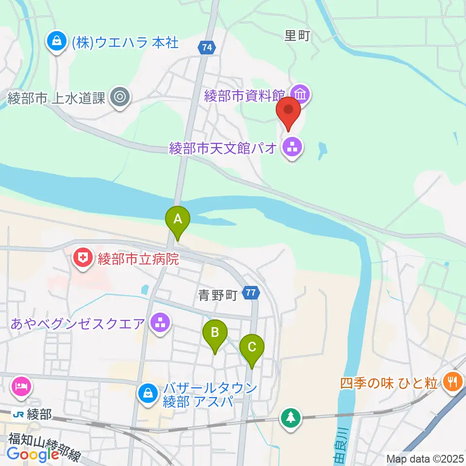 京都府中丹文化会館周辺の駐車場・コインパーキング一覧地図