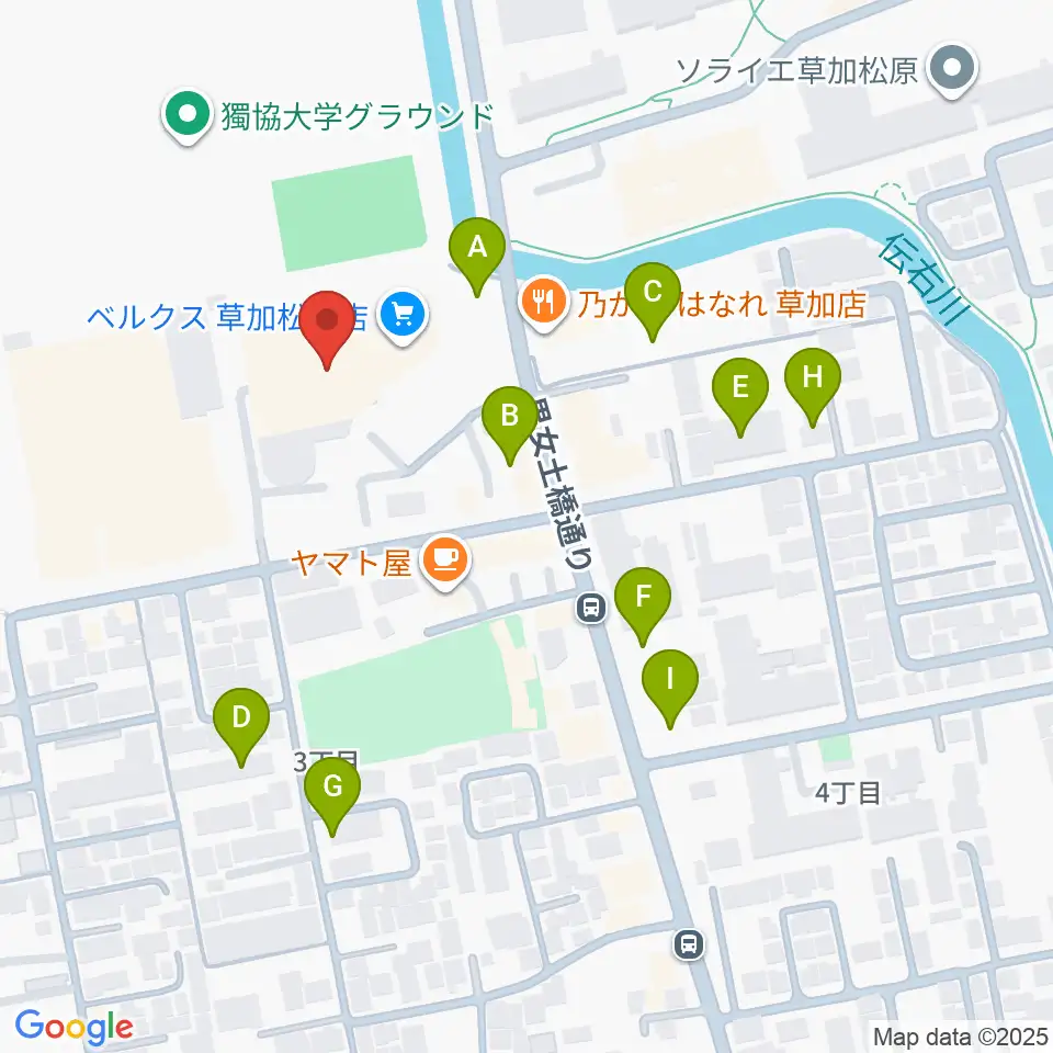 草加カルチャーセンター周辺の駐車場・コインパーキング一覧地図