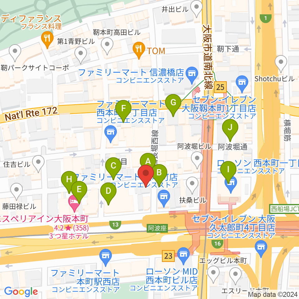 本町マザーポップコーン周辺の駐車場・コインパーキング一覧地図