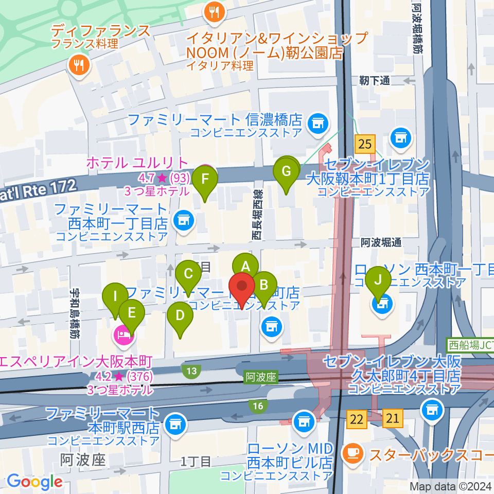 本町マザーポップコーン周辺の駐車場・コインパーキング一覧地図