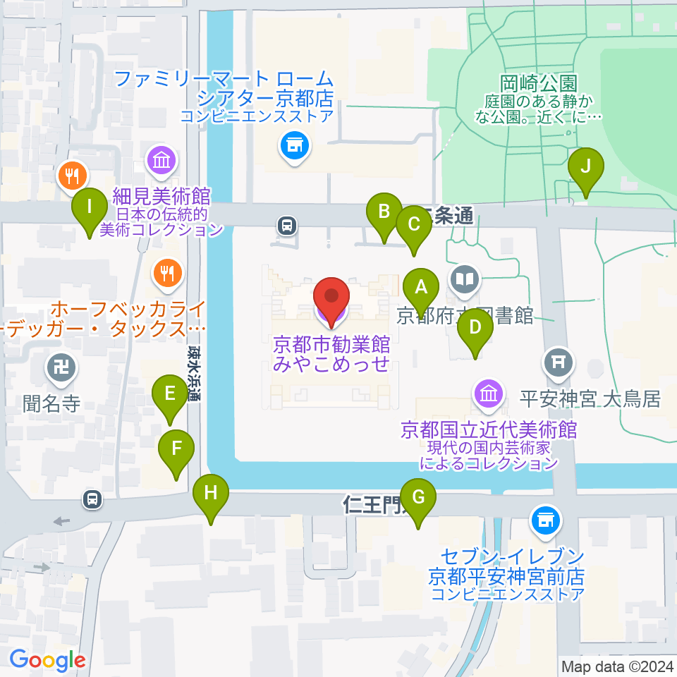 みやこめっせ 京都市勧業館周辺の駐車場・コインパーキング一覧地図