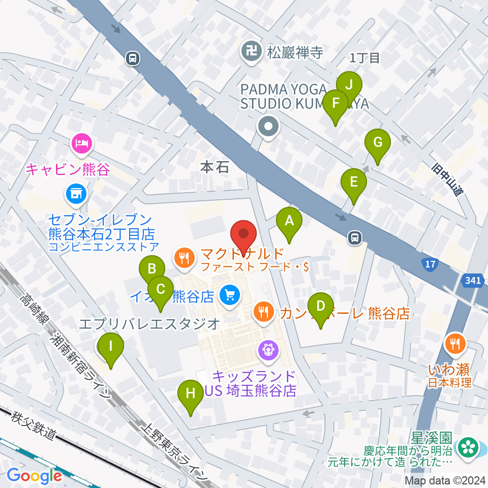 熊谷カルチャーセンター周辺の駐車場・コインパーキング一覧地図