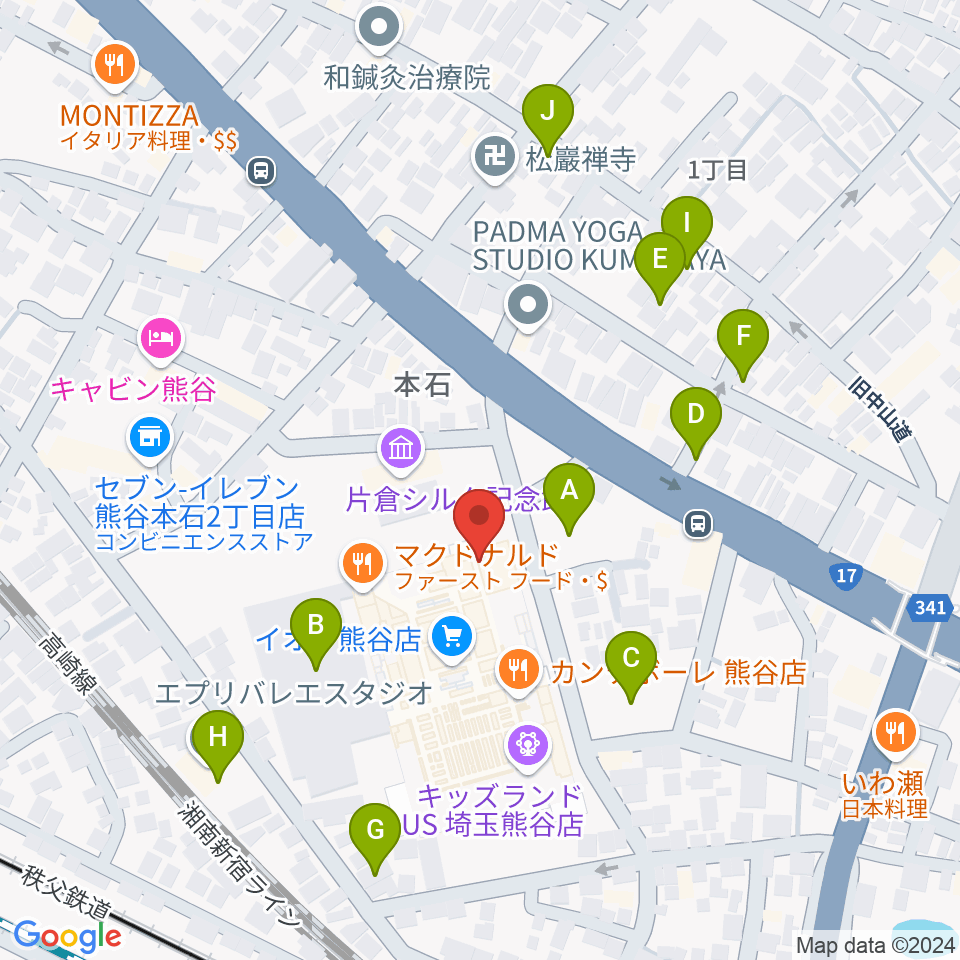 熊谷カルチャーセンター周辺の駐車場・コインパーキング一覧地図