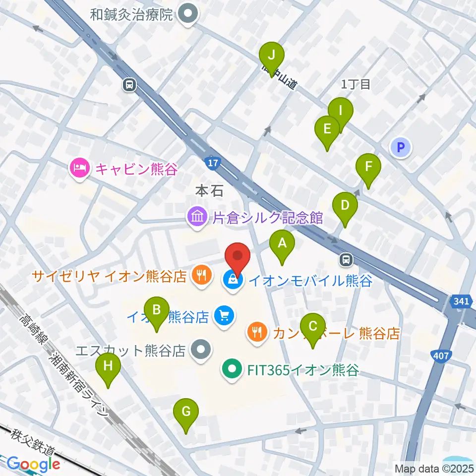 熊谷カルチャーセンター周辺の駐車場・コインパーキング一覧地図