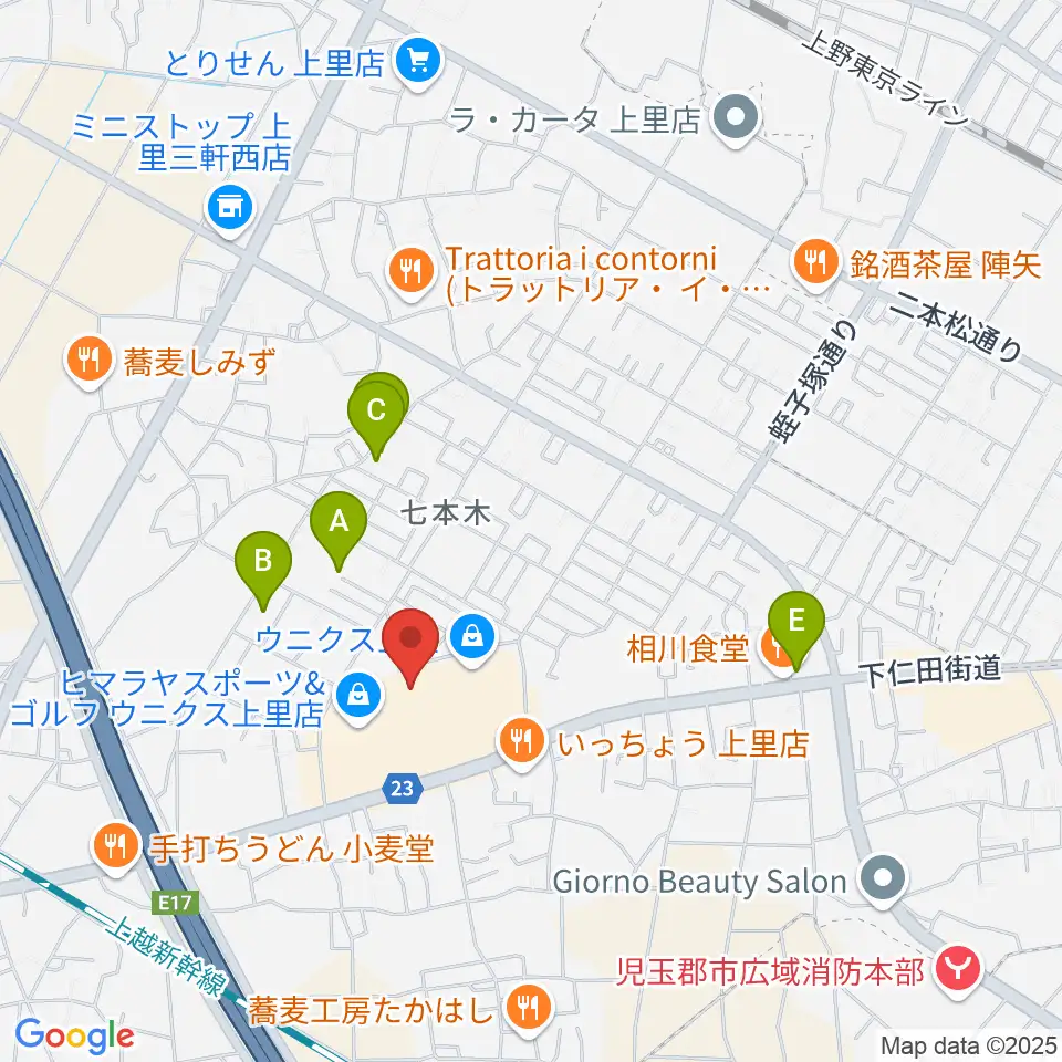 上里カルチャーセンター周辺の駐車場・コインパーキング一覧地図