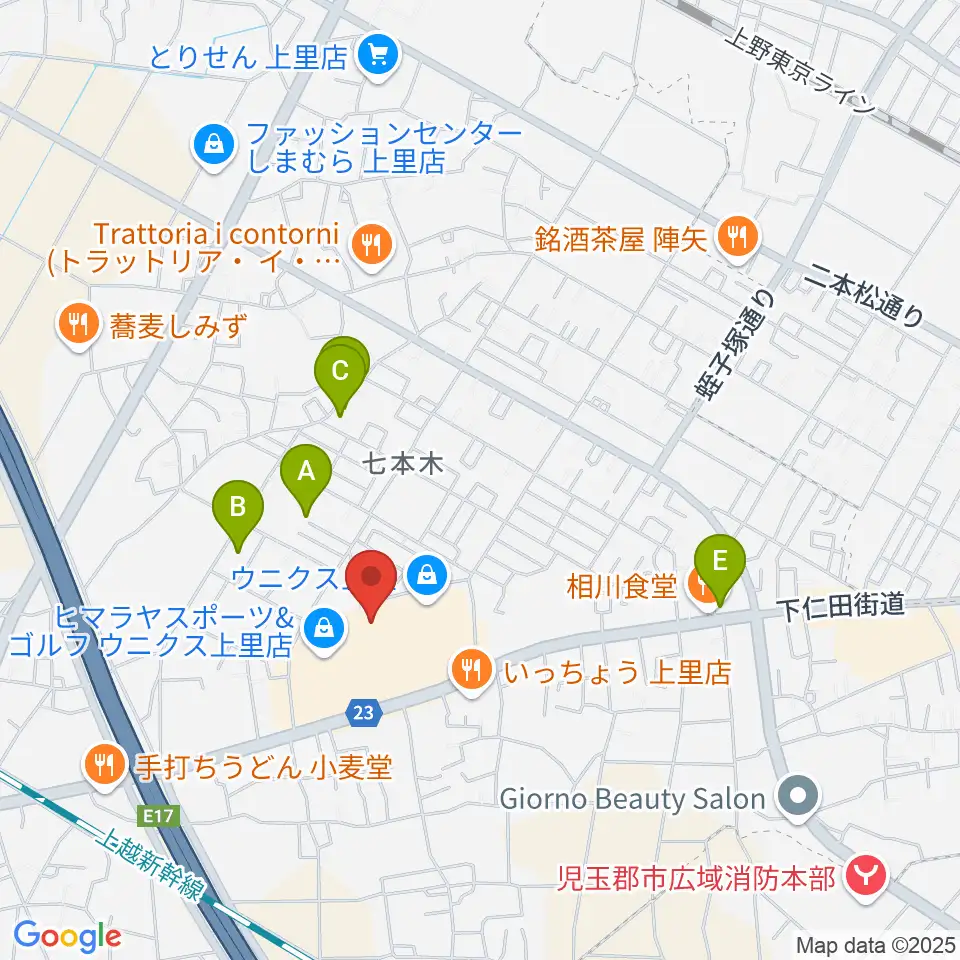 上里カルチャーセンター周辺の駐車場・コインパーキング一覧地図