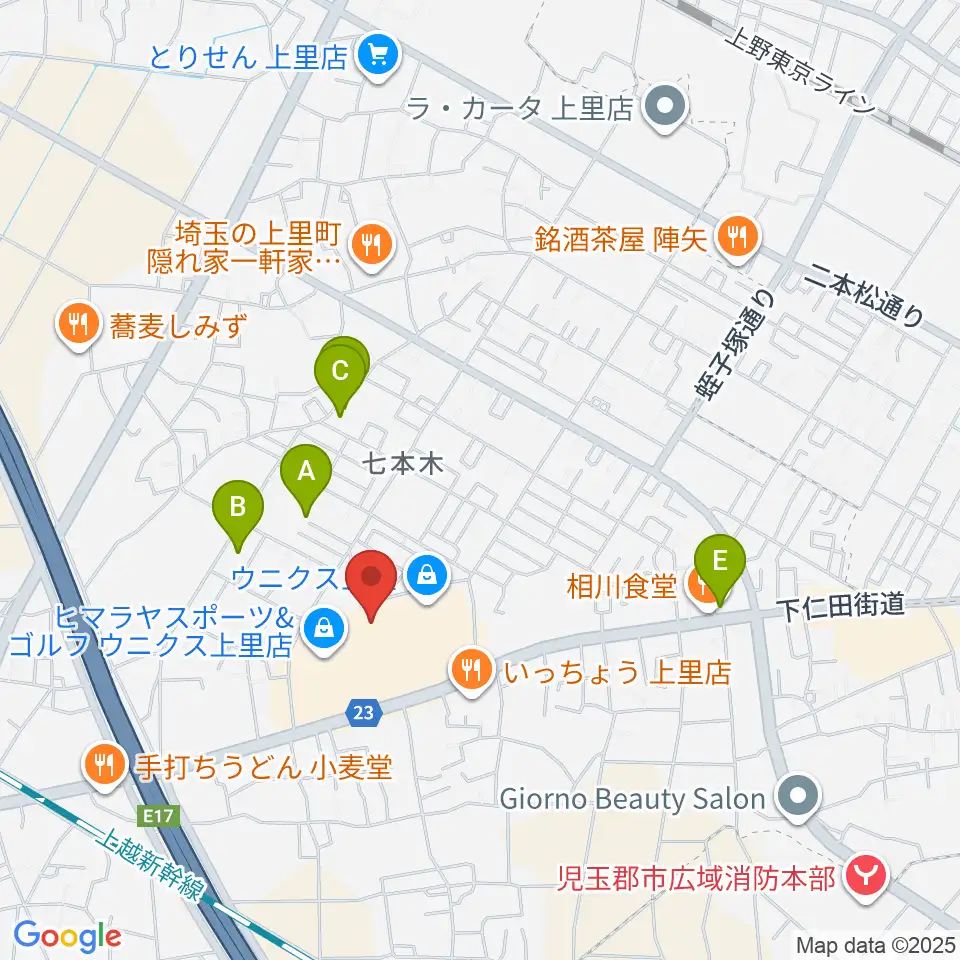 上里カルチャーセンター周辺の駐車場・コインパーキング一覧地図