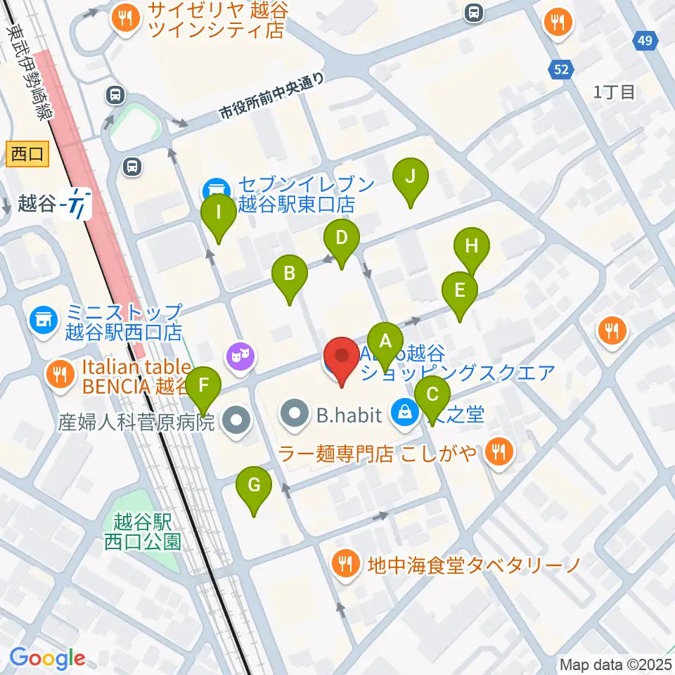越谷カルチャーセンター周辺の駐車場・コインパーキング一覧地図