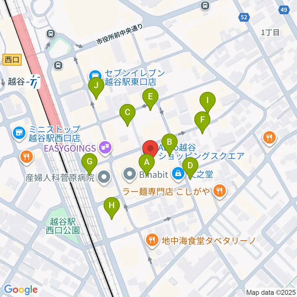 越谷カルチャーセンター周辺の駐車場・コインパーキング一覧地図