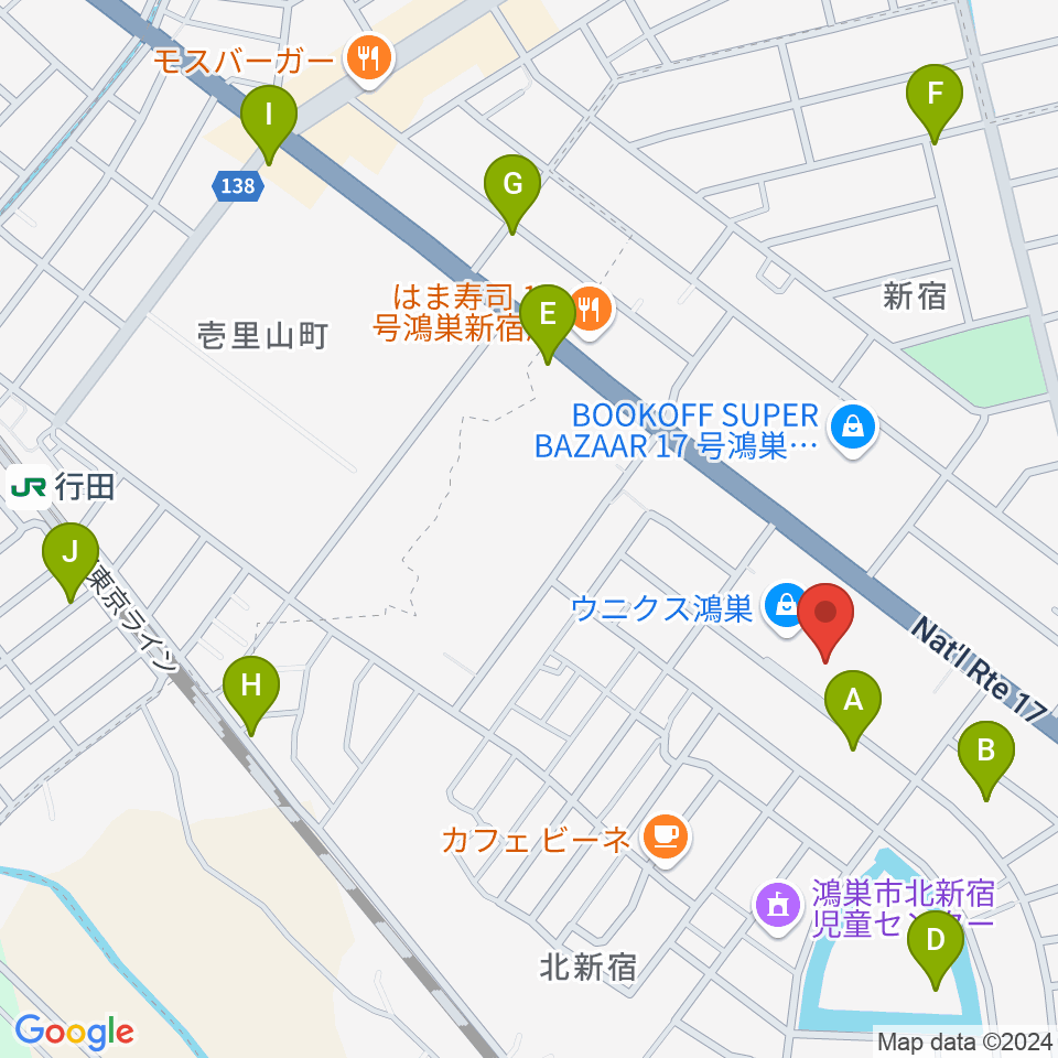 ウニクスカルチャーセンター鴻巣周辺の駐車場・コインパーキング一覧地図