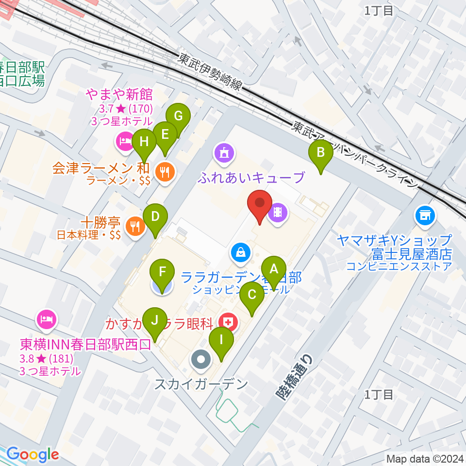 春日部カルチャーセンター周辺の駐車場・コインパーキング一覧地図