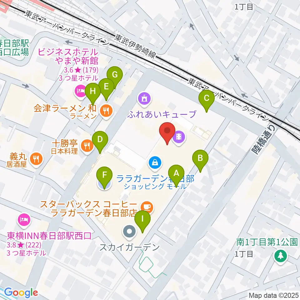 春日部カルチャーセンター周辺の駐車場・コインパーキング一覧地図