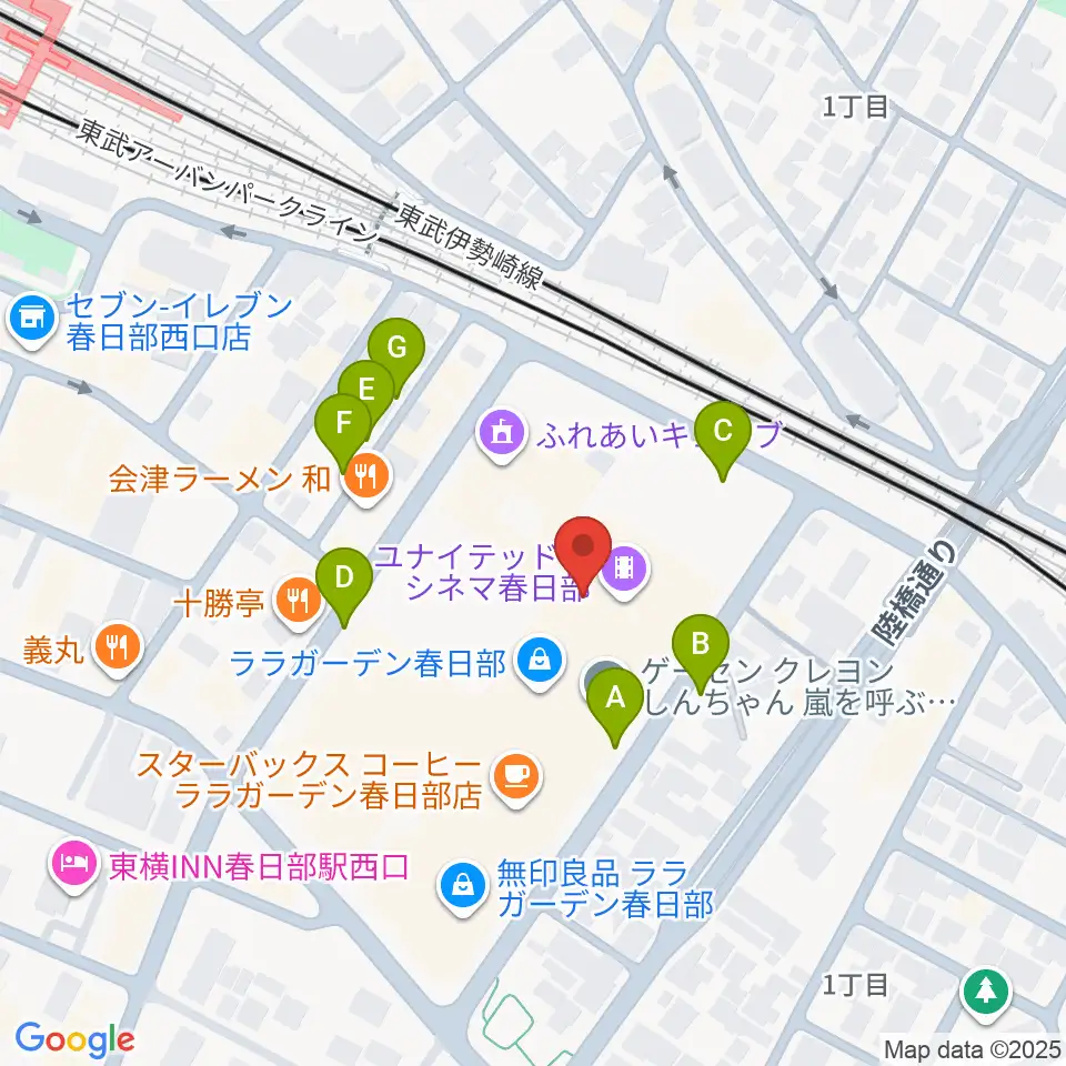 春日部カルチャーセンター周辺の駐車場・コインパーキング一覧地図