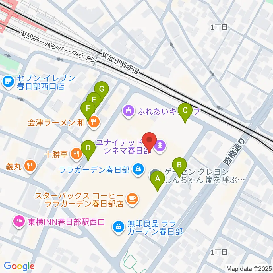 春日部カルチャーセンター周辺の駐車場・コインパーキング一覧地図