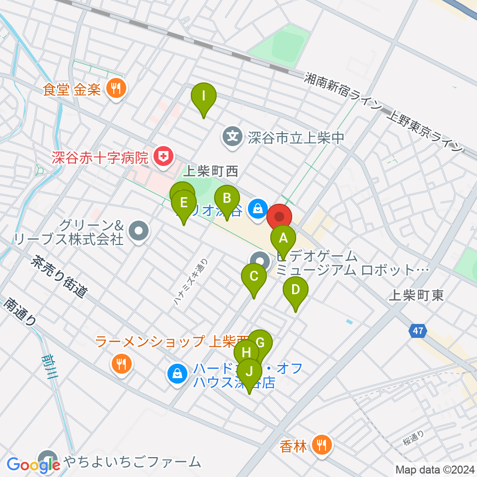 深谷カルチャーセンター周辺の駐車場・コインパーキング一覧地図