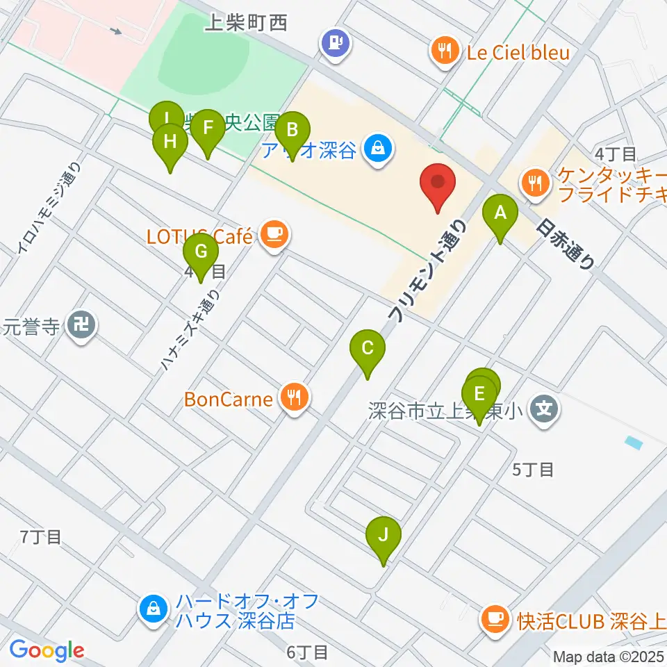 深谷カルチャーセンター周辺の駐車場・コインパーキング一覧地図